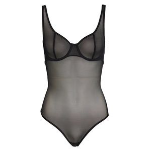 YUMMIE Seductive Silhouette Bodysuit In Black Small NWT